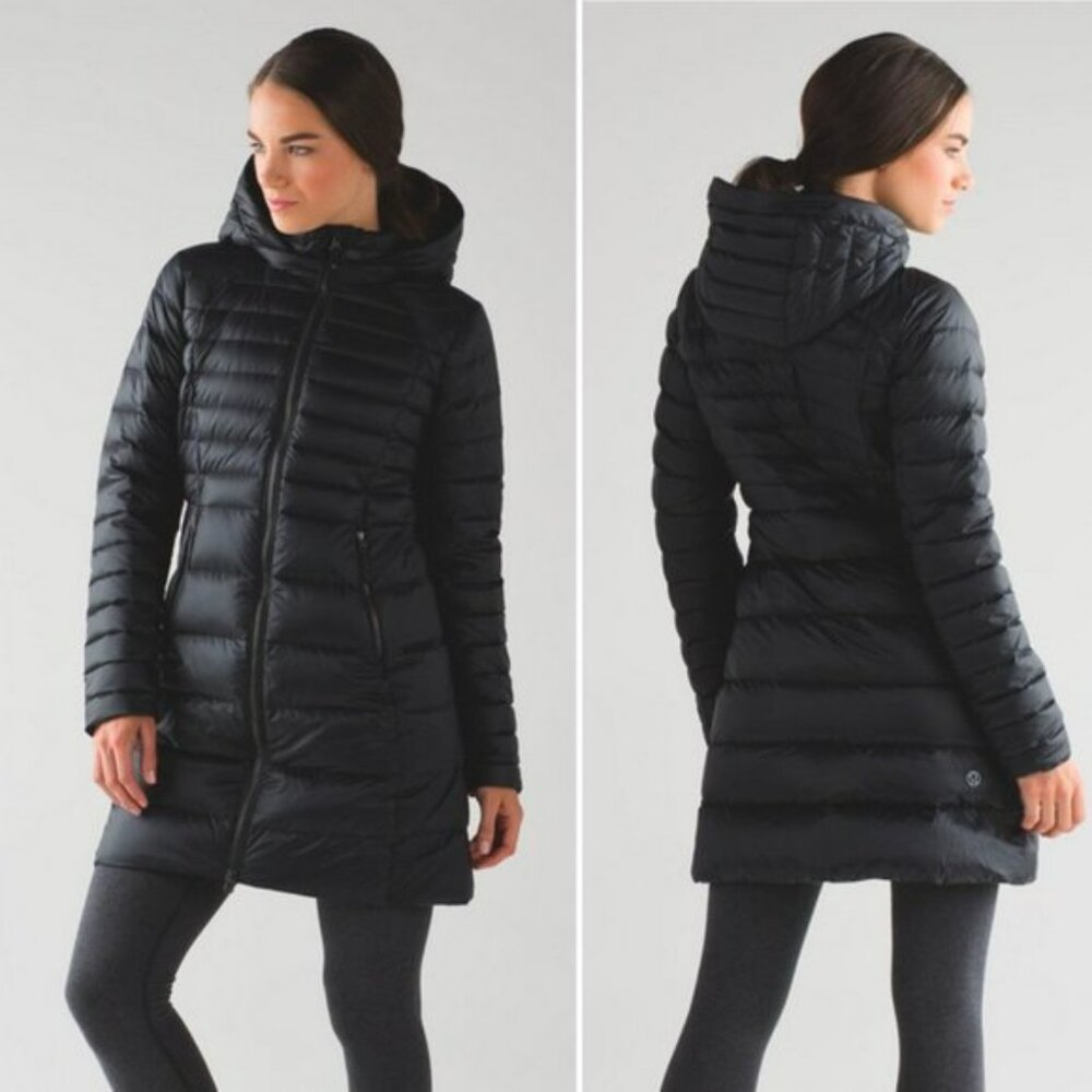 Lululemon Brave The Cold Down Jacket Lightweight Long Parka Black 700 Fill Sz 6